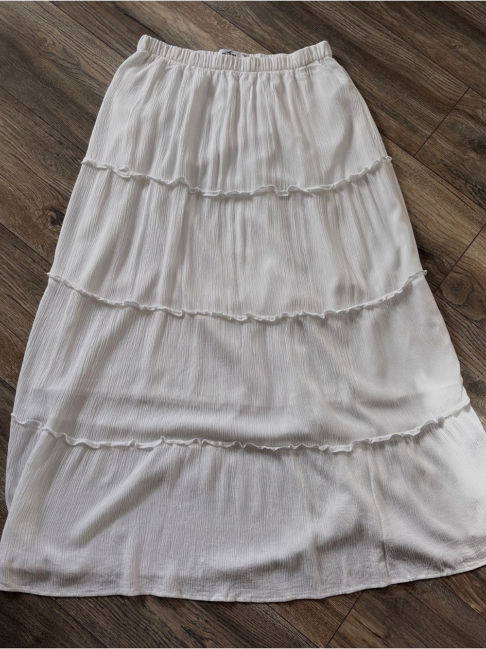 Hollister White Tiered Maxi Skirt